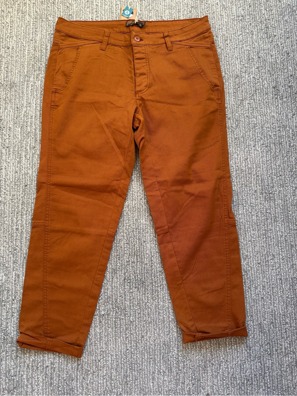 prAna Janessa Pants Burnt Caramel Organic Cotton Stretch Utility Sz 10 NWT